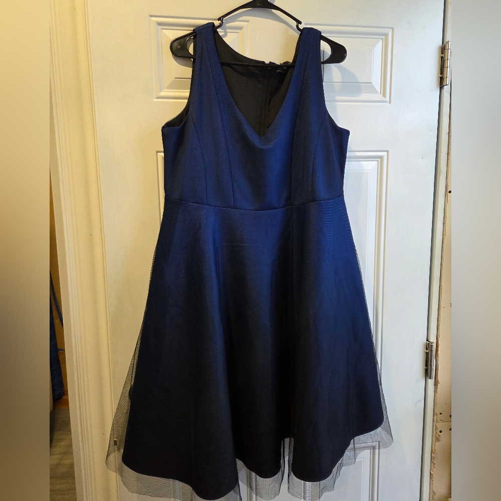 Navy Fit And Flare Dress Size 14 New Noir
